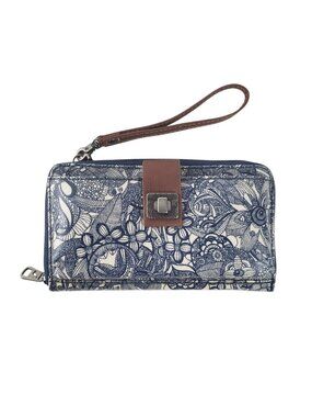 Sakroots Artists Circle Smartphone Crossbody Wallet Blue Ivory Coated Canvas